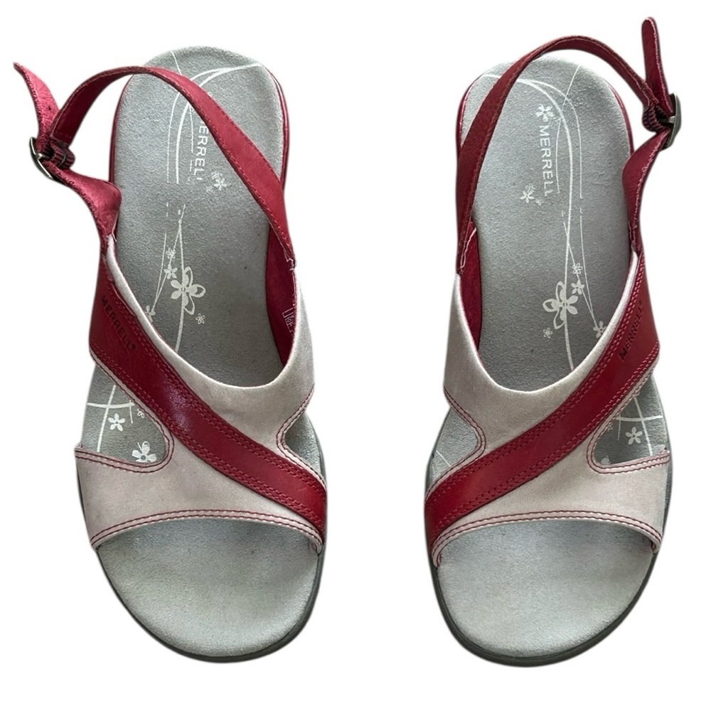 Merrell Primrose Red Leather Sandals Womens Size 7 Air Cushion Comfort Vibram